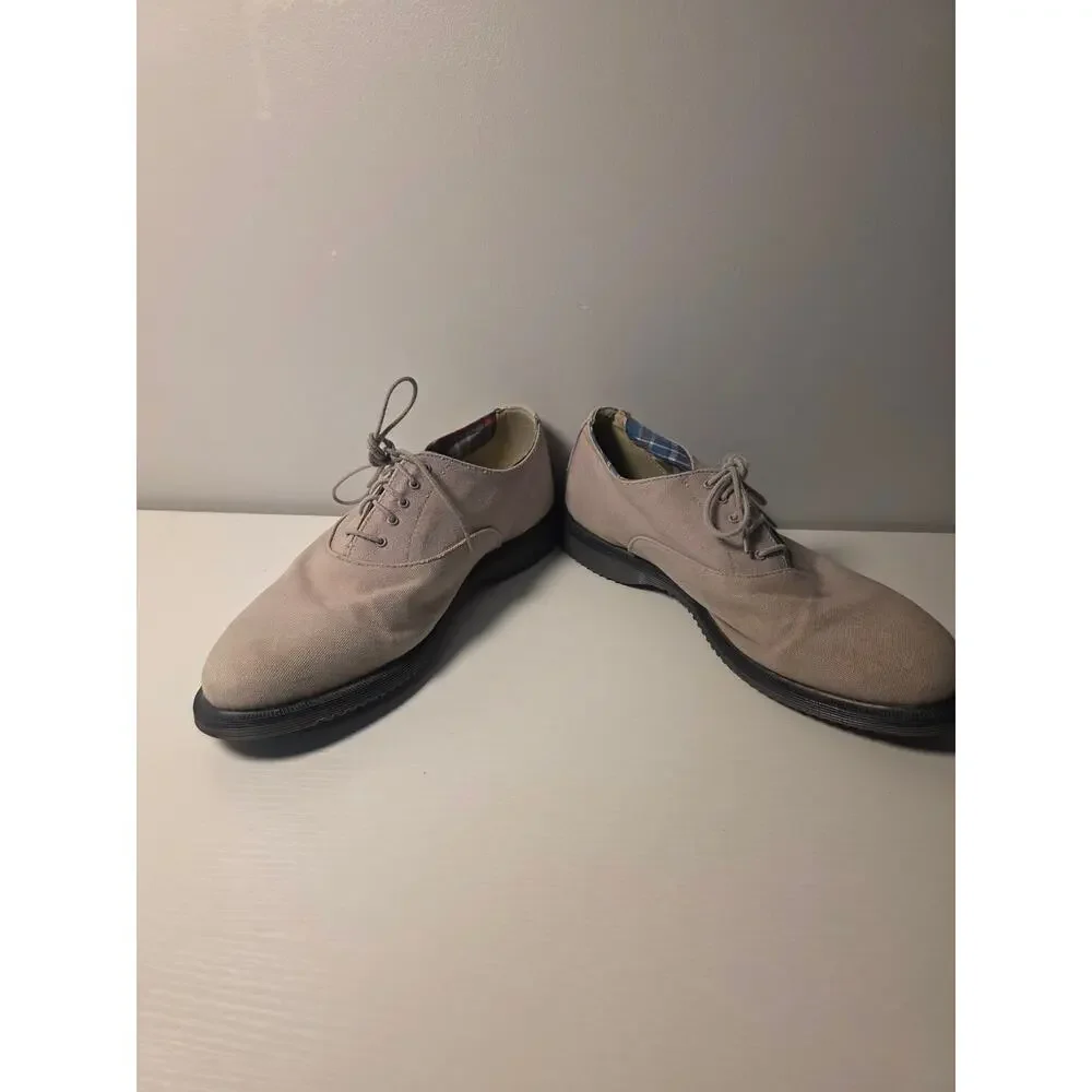 Dr. Martens Delray Canvas Oxfords Men's US 11 Beige Casual Lace Up Shoes Dress